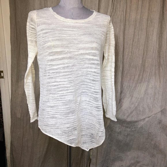 Joie Sweaters - joie cream marl knit sweater asymmetrical hem top